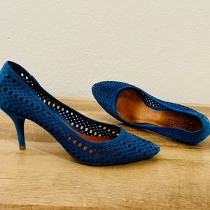 Schutz Blue Suede Heels size 8